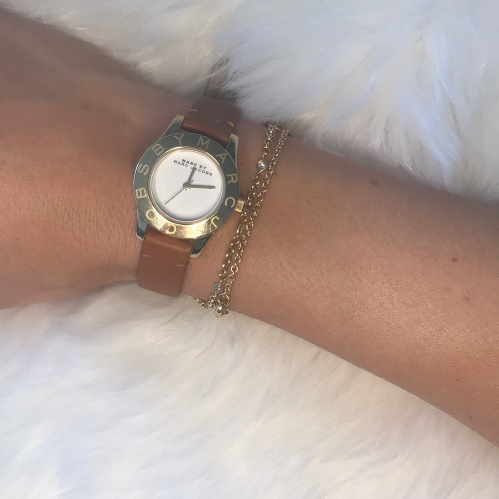Marc by Marc Jacobs tan/ brown leather watch